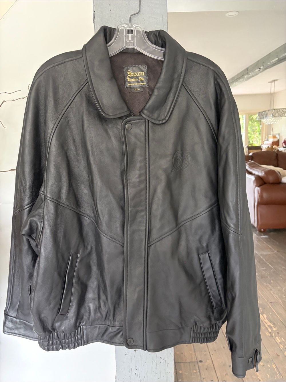 Men’s Black Leather Jacket Saxon vintage jackets made in Canada New missing tag